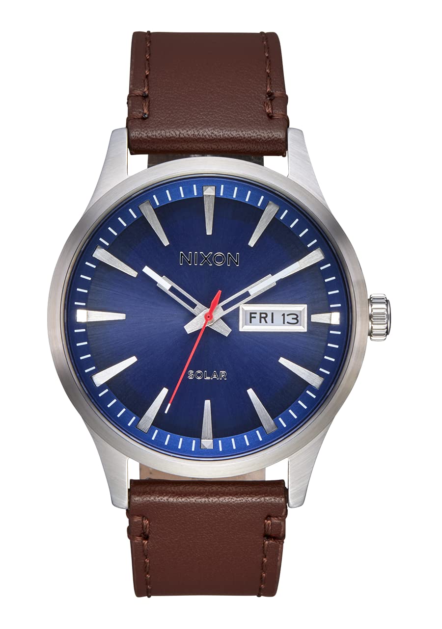 NIXON Sentry Solar A1347-100m Water Resistant Stainless Steel Solar Powered Analog Watch (40 mm Watch Face, 20-18 mm Custom Tapered Genuine Leather Band) (B09YQ1NW4X) Amazon Price History, Amazon Price Tracker