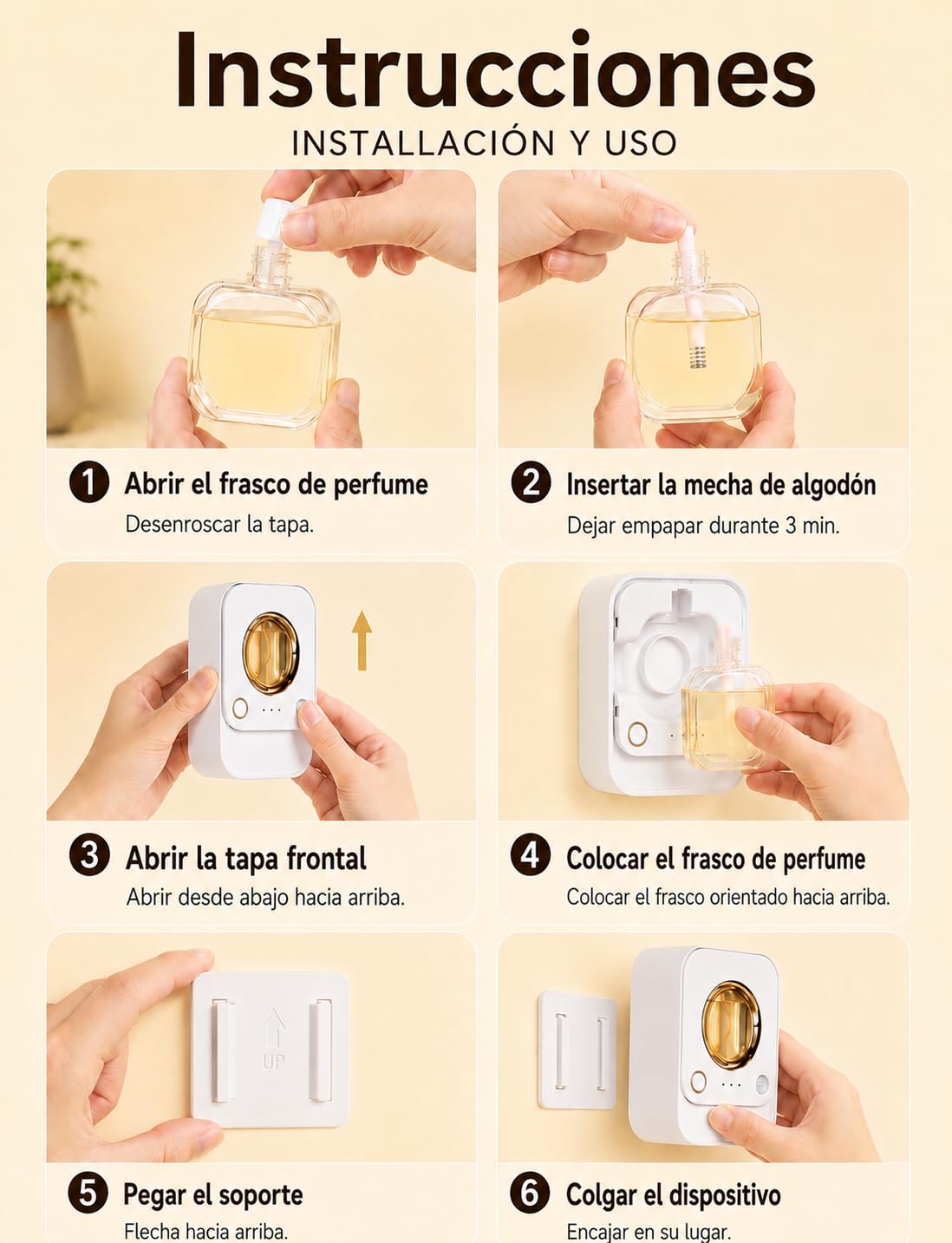 Difusor Aceites Esenciales de Mesa y Pared con Sensor de Movimiento, Luz Nocturna y Temporizador, Atomizador Ultrasónico Difusor de Aromas Sin Depósito de Agua, 50ml Naranja para Baño, Dormitorio