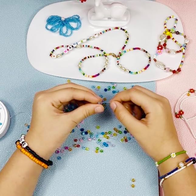 Bulk 4mm Pink Seed Beads for Jewelry Making 110 Grams About 1600pcs,6/0 Glass Craft Beads for Making Earrings, Bracelets, Pendants, Waist Jewelry, DIY Handmade Seed Beads (Pink-AB, 4mm) - Image 4