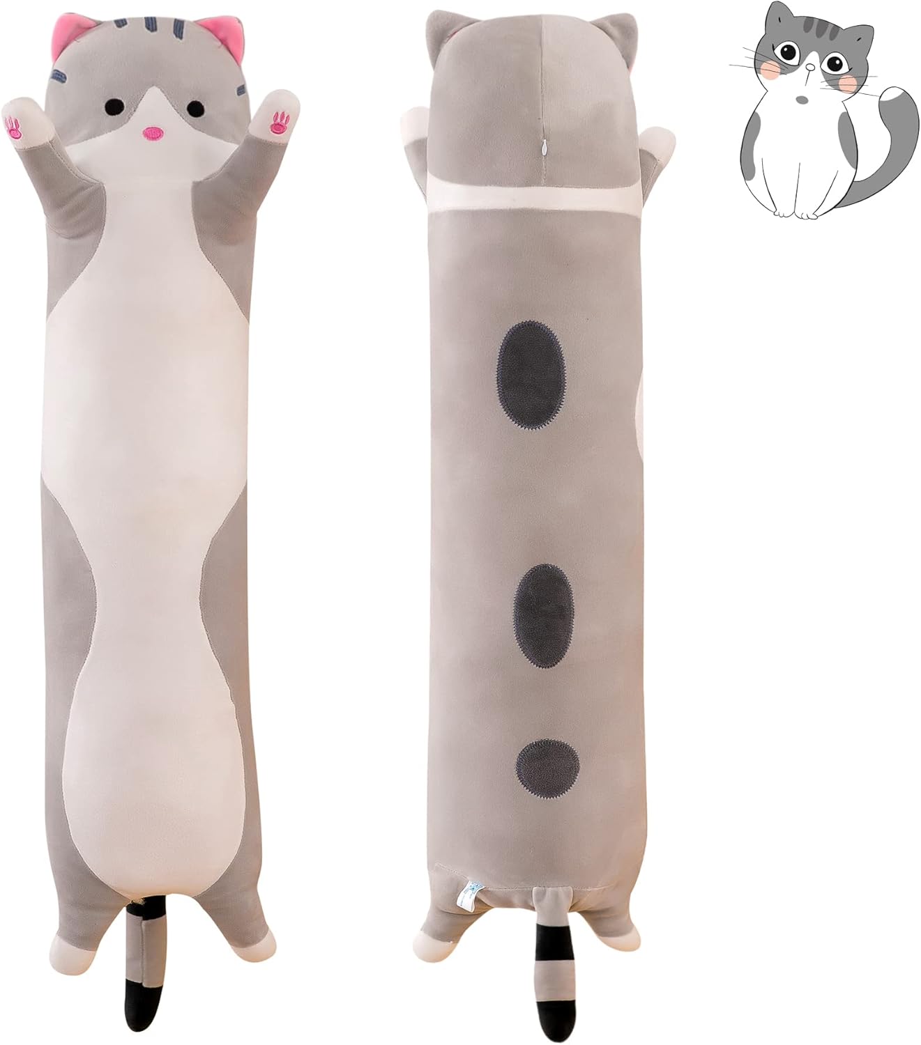 Lindo Almohada de Felpa de Gato Largo con Cuerpo Gato de Peluche