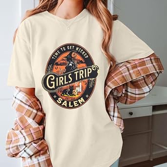 Halloween Shirt Salem Witch Shirt: Women Girls Trip Salem Tshirt Funny Halloween Tees