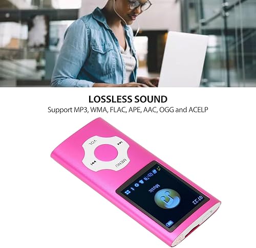 Miniatura 5 de lyrlody MP3 Player, Portable Music Player 64G Memory Card Expansion FM Radio Voice Recording for Students Outdoor Gym Workouts (Roseate)