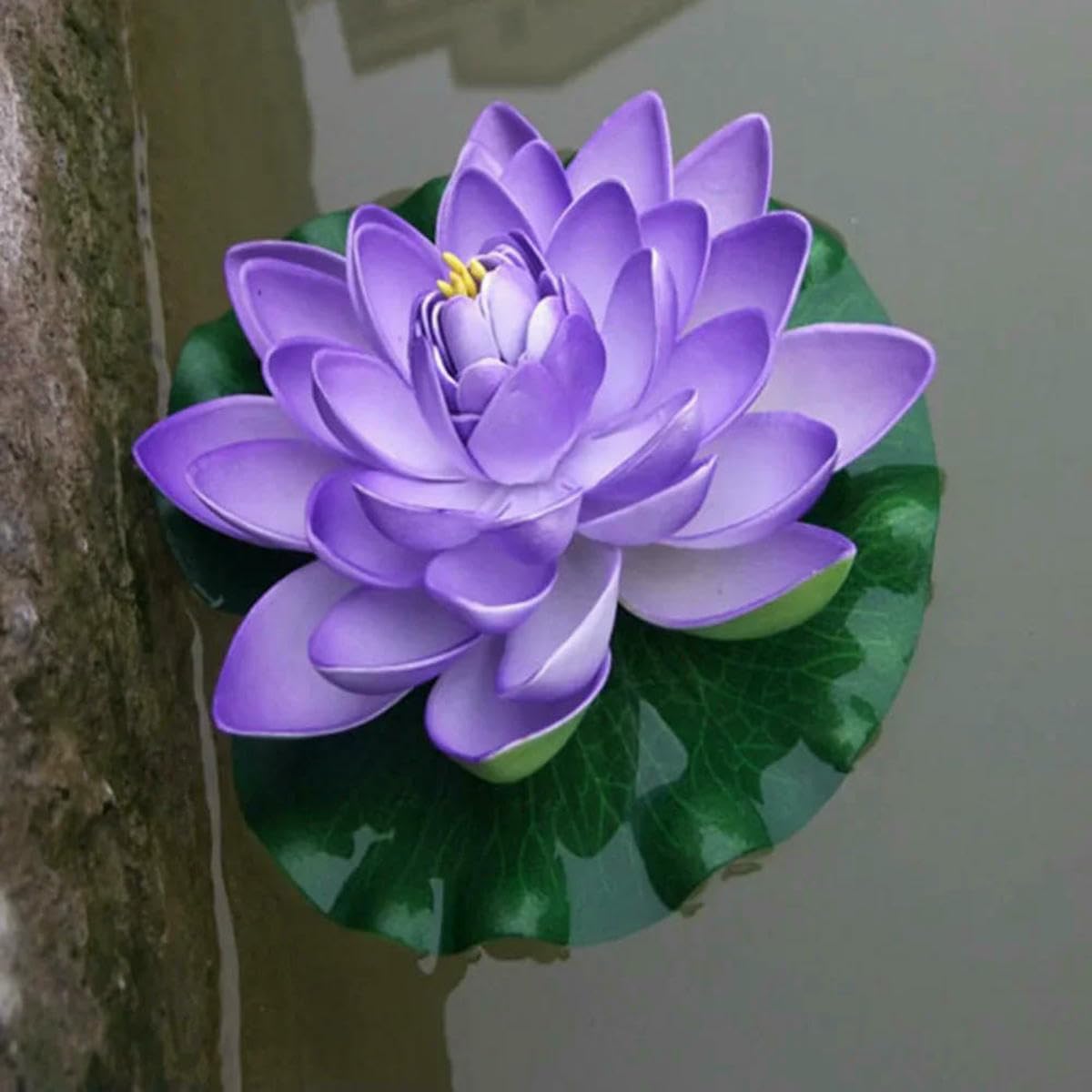 18cm Artificial Floating Water Lily Lotus Leaf Flower Pond Aquarium Decoration Landscape Garden Pond Decor-blue-purple
