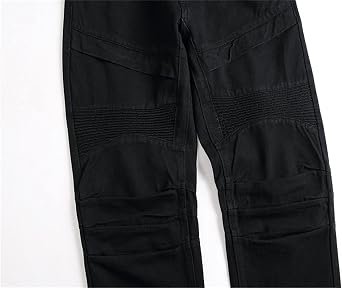DGKaxiyaHM Men Stretch Washed Distressed Moto Denim Pants Solid Color Skinny Straight Leg Jeans Retro Ripped Biker Trousers (Black,42.00,5,OZ)