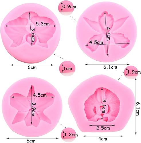 Vista 4 de ZiXiang Moldes de silicona para fondant de orquídea para decoración de pasteles, cupcakes, caramelos, arcilla polimérica, pasta de goma de Estilo b