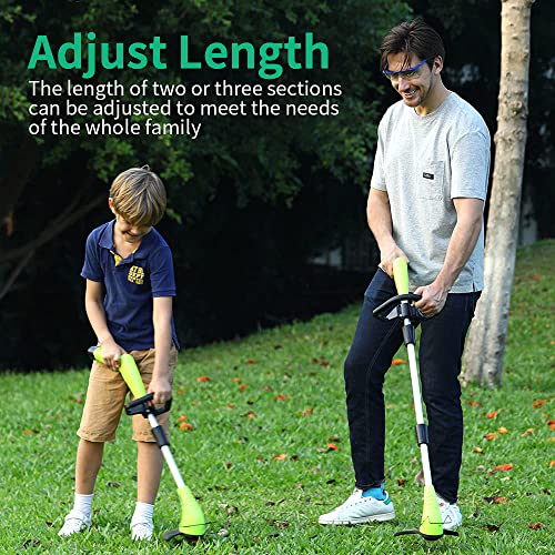Cordless Lawn Trimmer Weed Wacker - Gardenjoy 12V Grass Trimmer Lawn Edger With 2.0Ah Li-Ion Battery Powered And Cutting Blade, Electric Weed Trimmer Tool For Garden And Yard #TOP3