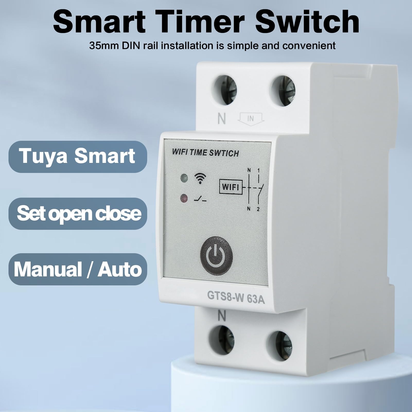 DEWIN Disyuntor Inteligente Wifi,1P 63A 220VAC Interruptor Inteligente Wifi Disyuntor de Riel Din Tuya Smart Switch 3 Modos de Temporización,Control Remoto de Teléfono Móvil DEWIN Disyuntor Inteligente Wifi,1P 63A 220VAC Interruptor Inteligente Wifi Disyuntor de Riel Din Tuya Smart Switch 3 Modos de Temporización,Control Remoto de Teléfono Móvil