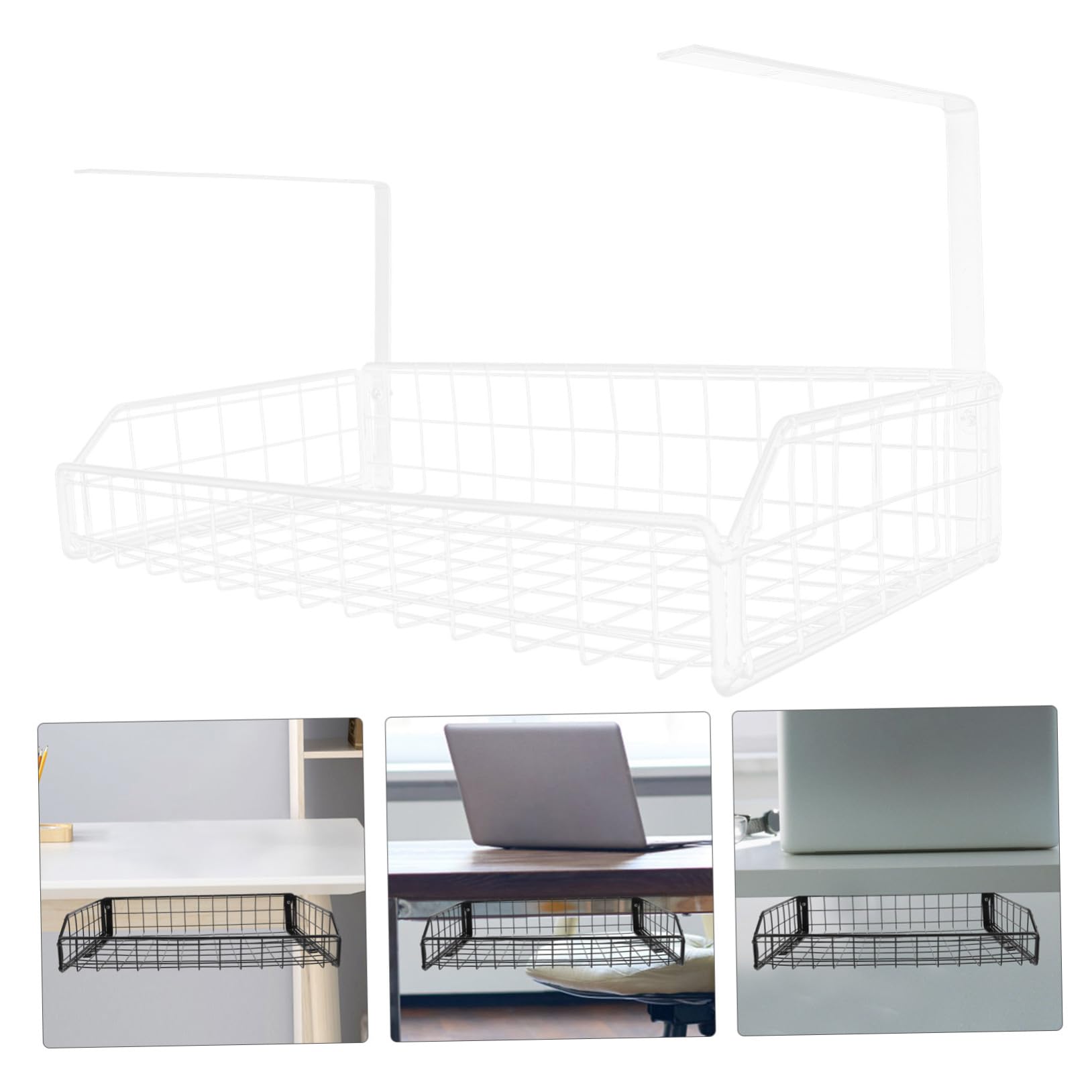 IMIKEYA Organisateur de Câbles sous Bureau Rack de Gestion des Câbles Grand Format Plastique Blanc Léger Résistant Bureau Maison Salle Informatique Rangement sans Perçage à Suspendre