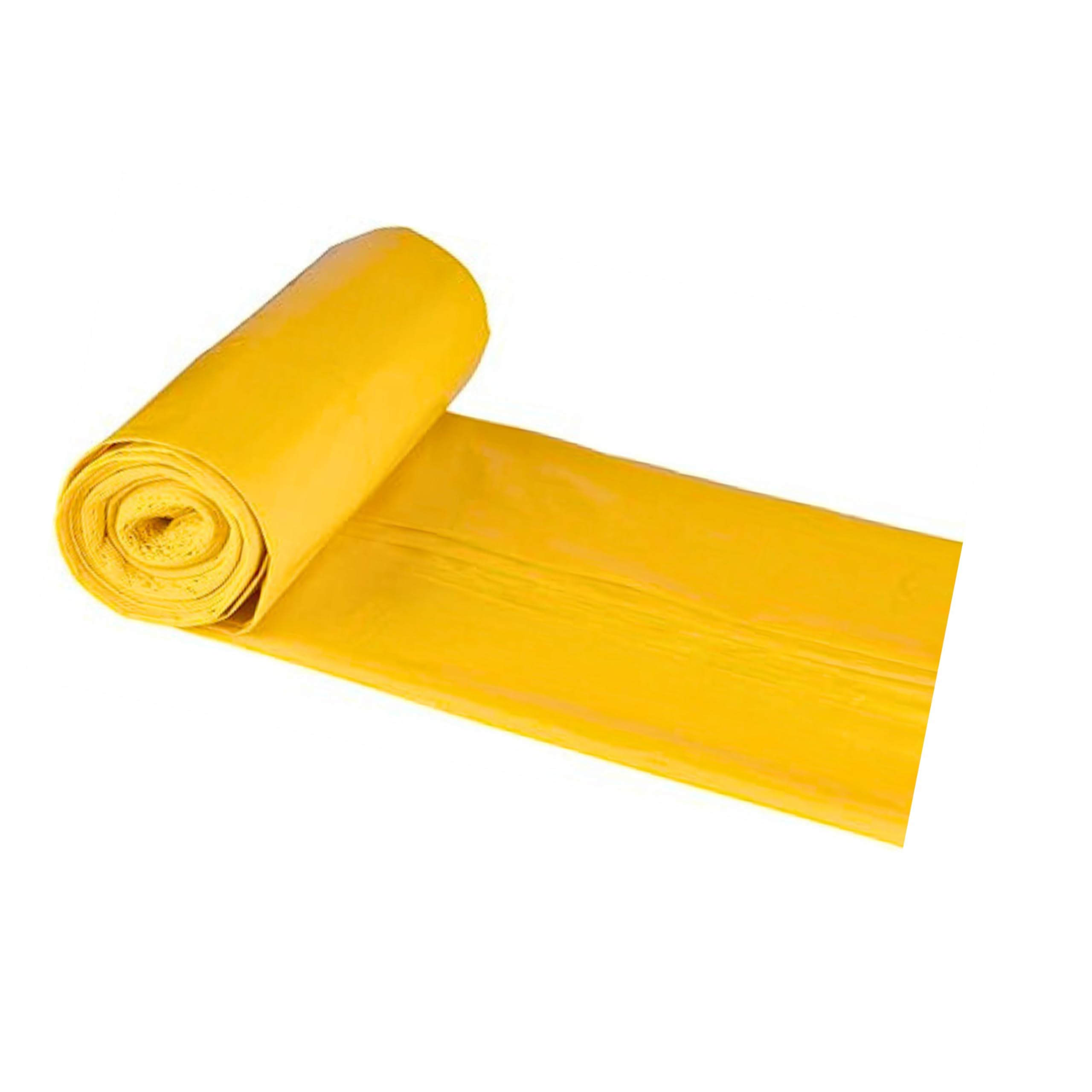 Bolsas de Basura Amarillas 100L (85x105 cm), 20 Rollos | Galga 130 Extra Fuertes, Ecológicas, Compostables, 10 Bolsas por Rollo