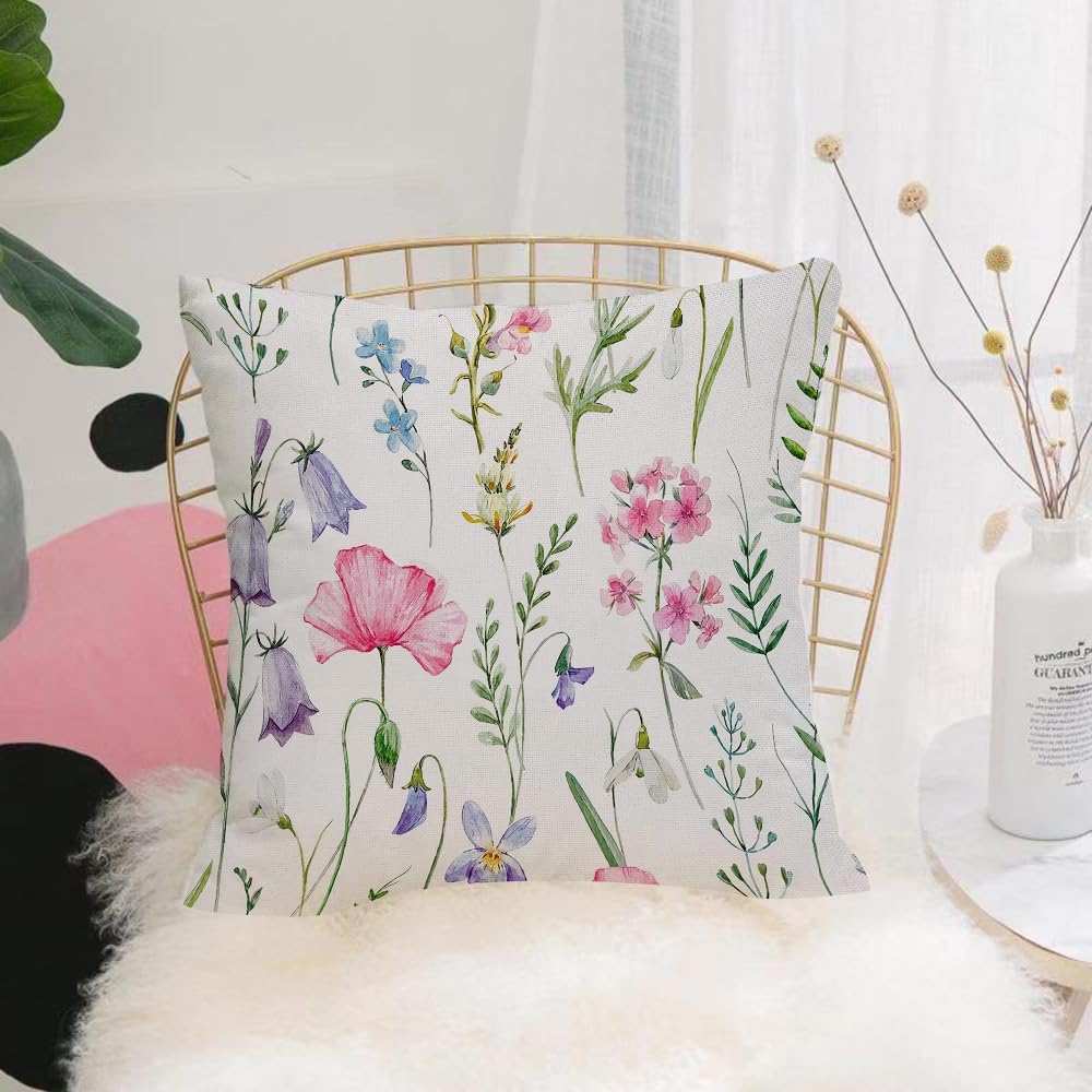 HYMSXW Cushion Cover,Throw Pillow Case Home Decorative for Living Room Bedroom Sofa Chair 20X20 Inch,Cute summer ow flowers seamless pattern. Watercolor wildflower repeat print for,Pillowcase 50X50cm