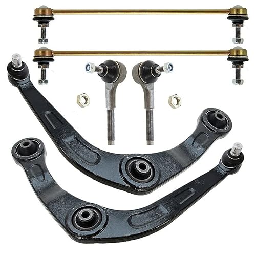 BESTPRICE 2x bras de suspension avant inférieur gauche droit, 2x rotules de barre d'accouplement, 2x barres de liaison avant, Compatible avec PEUGEOT 206 bicorps (2A/C), 206 SW (2E/K), 206 Van