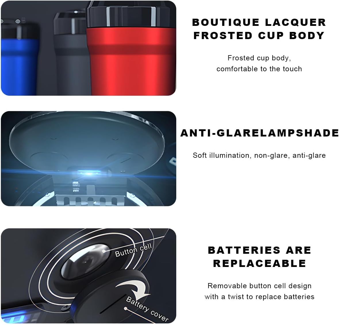 Car Ashtray with Lid, Detachable Smokeless Vehicle Cup Holder Ash Tray with LED Blue Light, Smell Proof Portable Ashtray Easy Clean Up Trash Can for Car Home Office (Black)
