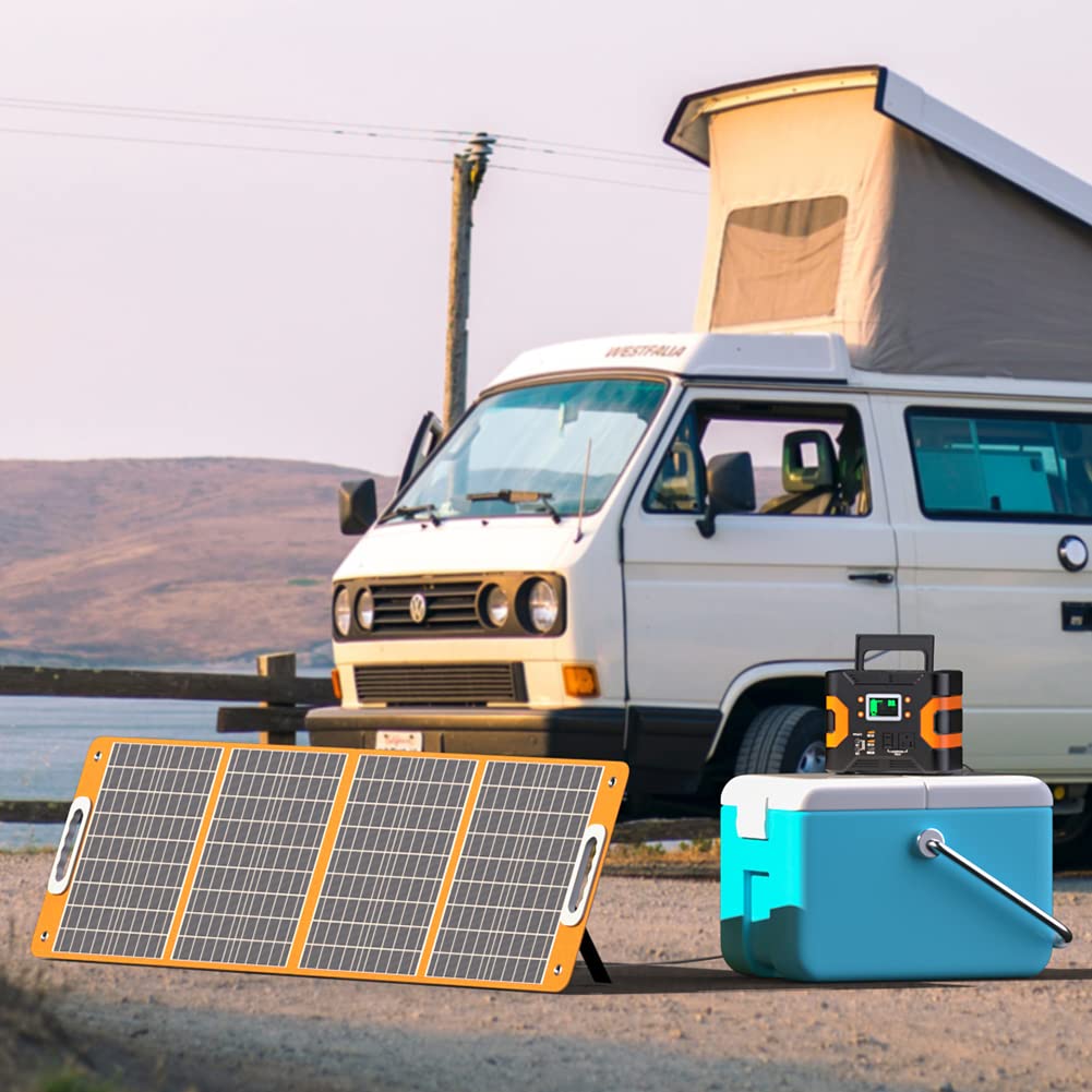 Caricatore per Pannello Solare Pieghevole 100W 18V con Carica di Uscita CC Tipo C QC3.0 per Centrale elettrica Portatile Camper per Viaggi su Strada Campeggio
