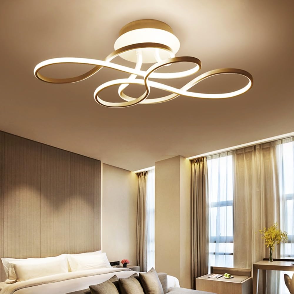Oświetlenie Sufitowe LED Ściemnialna Lampa Sufitowa Salon Nowoczesny Ze Zdalnym Sterowaniem Złoty Akrylowy Projekt Sufitowy Reflektor Sypialnia Jadalnia Restauracja Kuchnia Dekoracyjne (Size : 70cm)