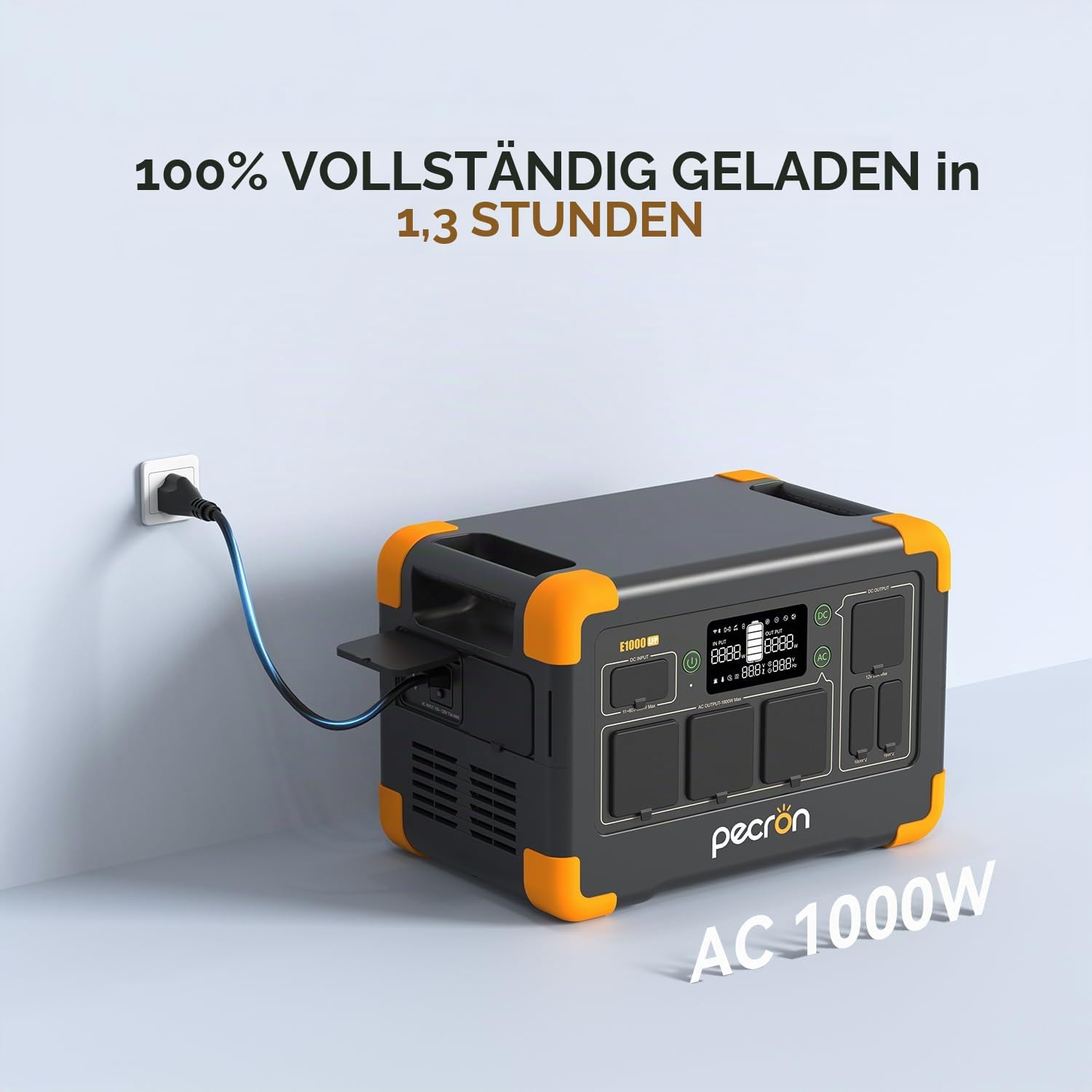 pecron Tragbare powerstation E1000LFP, 1024Wh LiFePO4 Reserve-Akku, 1800 W AC/100 W USB-C, Solargenerator für Zuhause, Camping, Wohnmobil, Notfälle
