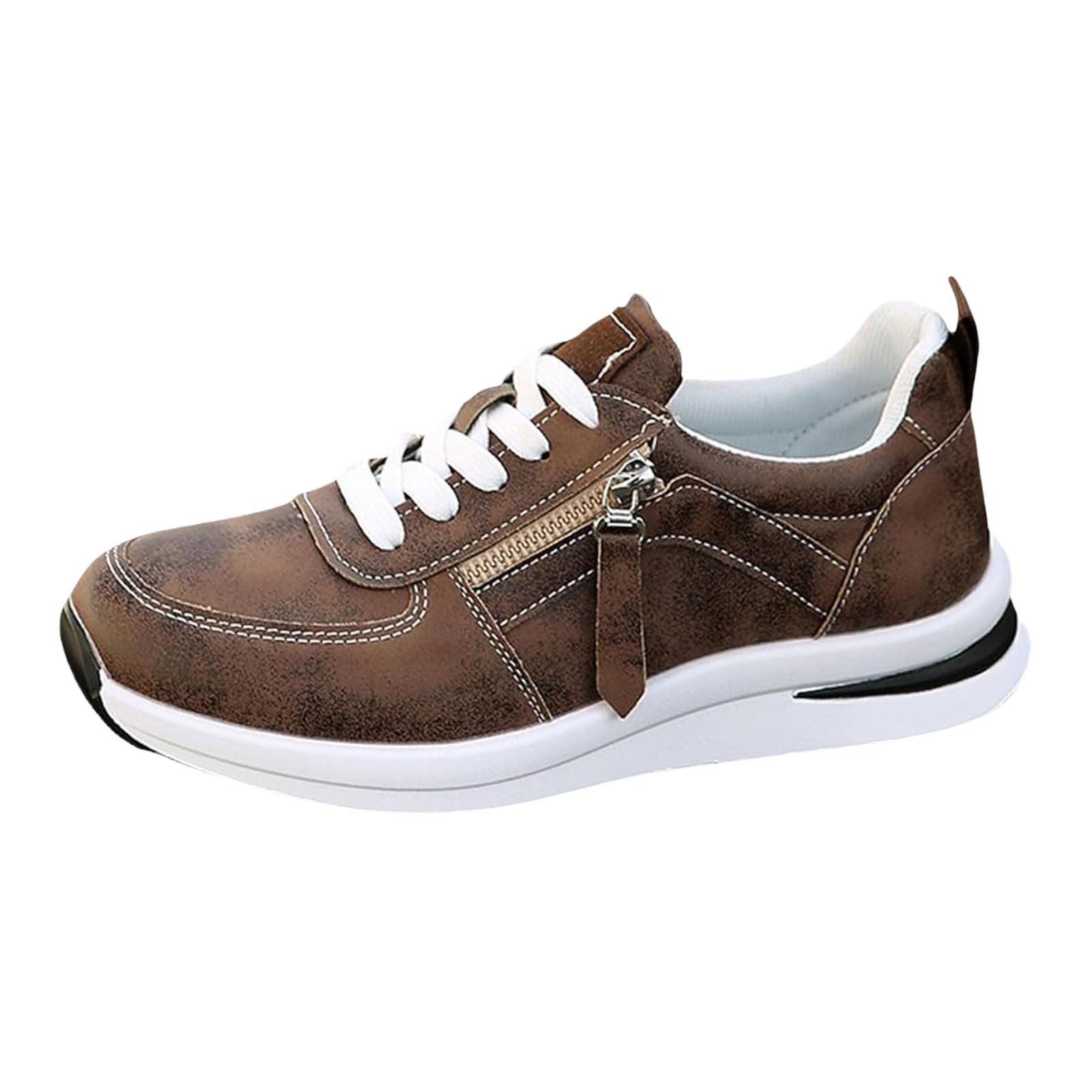 Sandalias cerradas delante de mujer deportivas – Zapatillas de goma para mujer cerradas zapatillas ligeras transpirables zapatillas de trabajo suave cremallera zapatos para caminar cordones malla