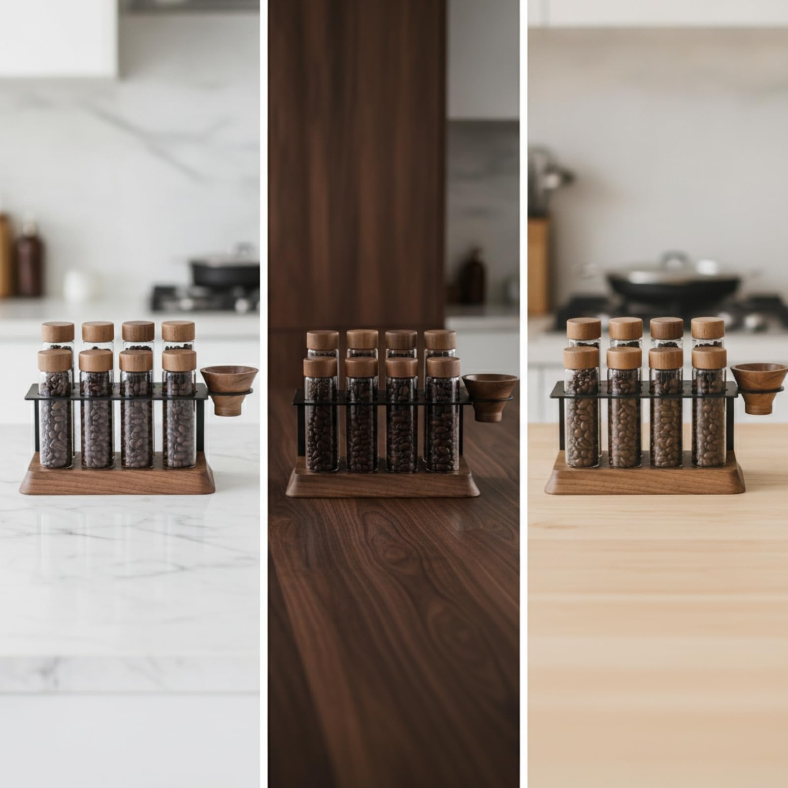 Organizador Granos Café con Tubos Ahorra Espacio Tubo Ensayo Vidrio Elegante Soporte para Cafetería