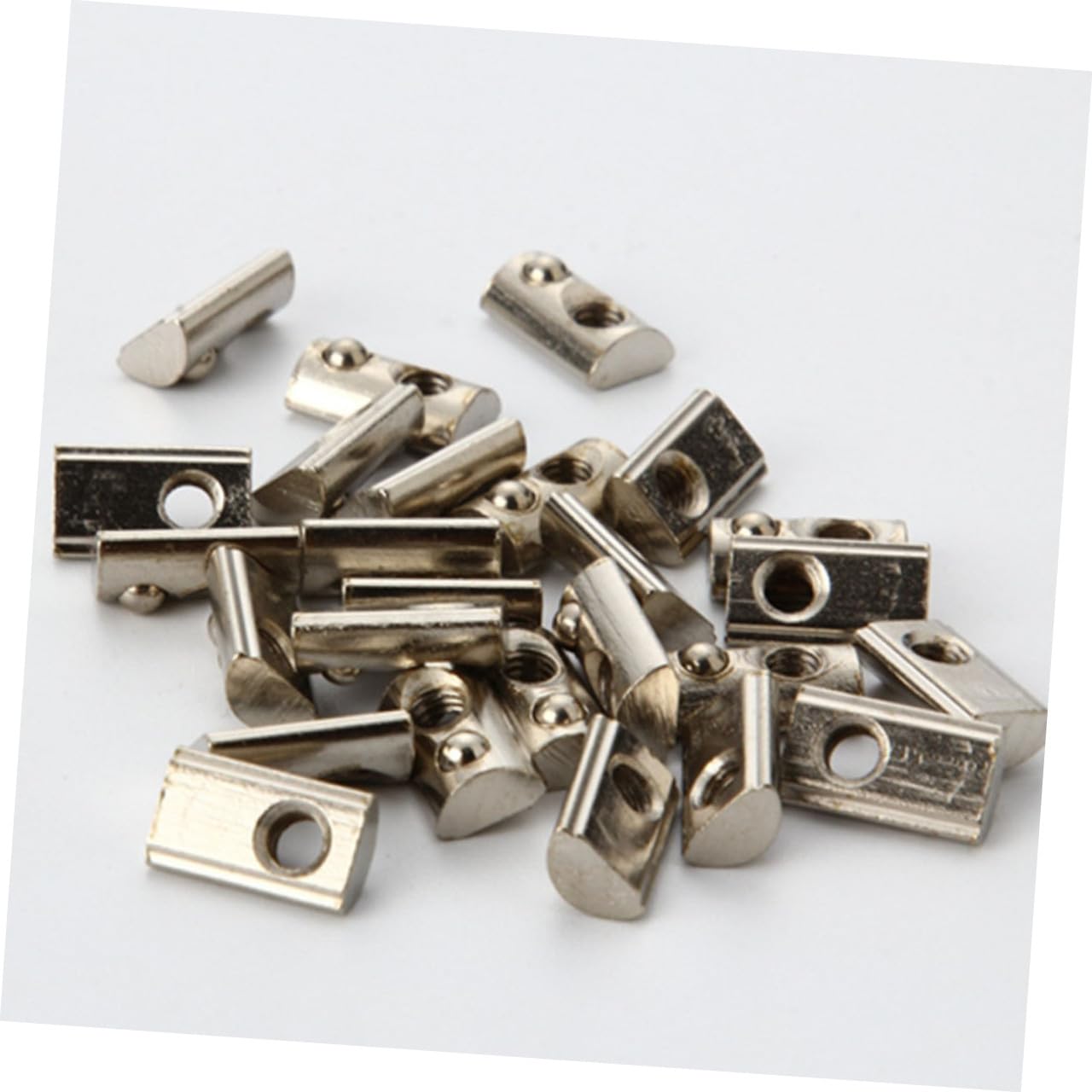 100pcs Carbon Steel Nickel-Plated T Slot Nuts Elastic Spring Ball Nuts for Aluminum Profile M5 20 Series Industrial Fasteners