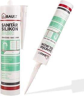 dubaust SAB24 Sanitärsilikon Basic elastisch dauernassbeständig schimmelresistent Bad Küche Dusche Feuchträume 300ml Kartu...