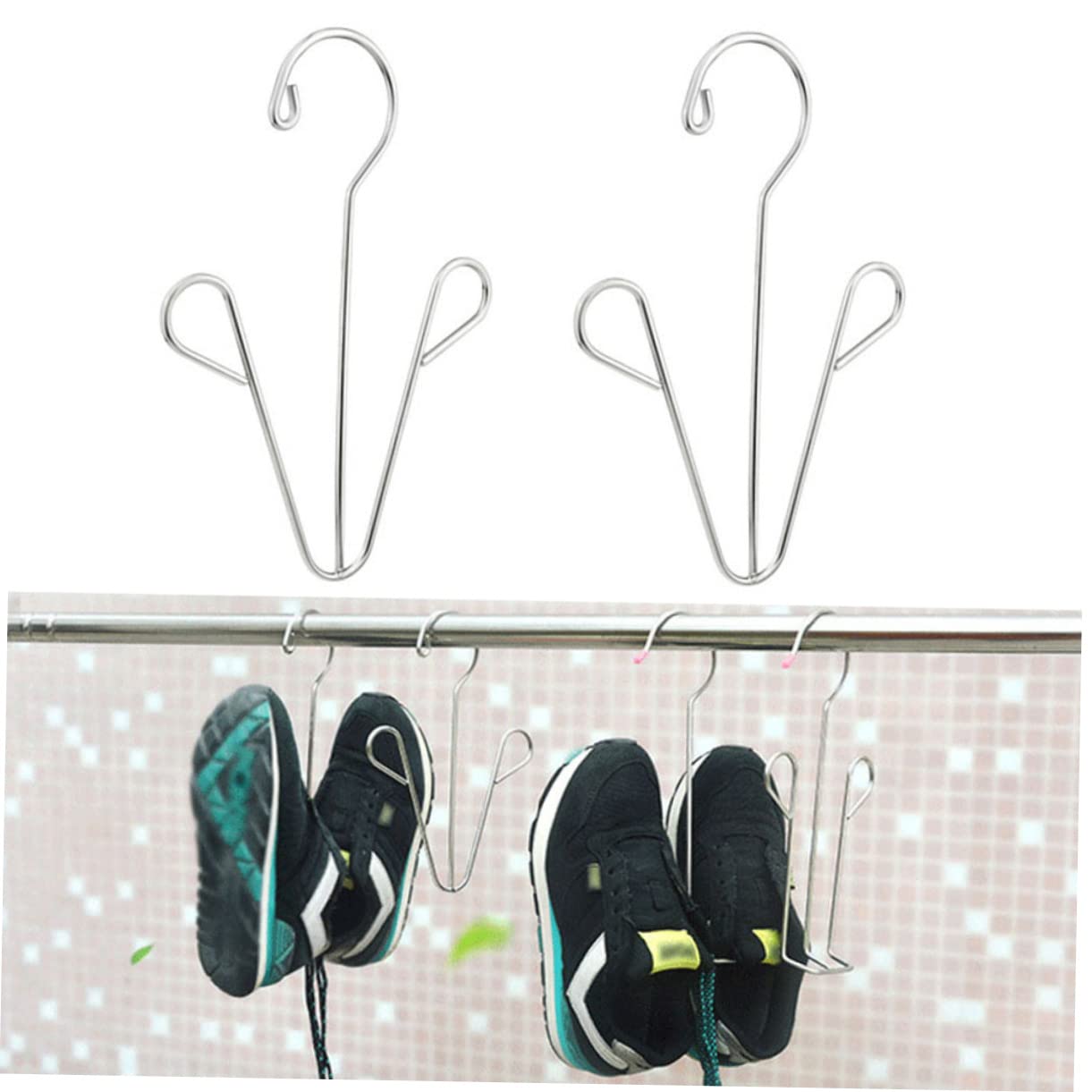 DECHOUS 4Pcs Stainless Steel Shoes Drying Rack Organizer Lightweight Shoe Hanger for Closet Entryway Home Use Prevents Crumples Distortion Silver