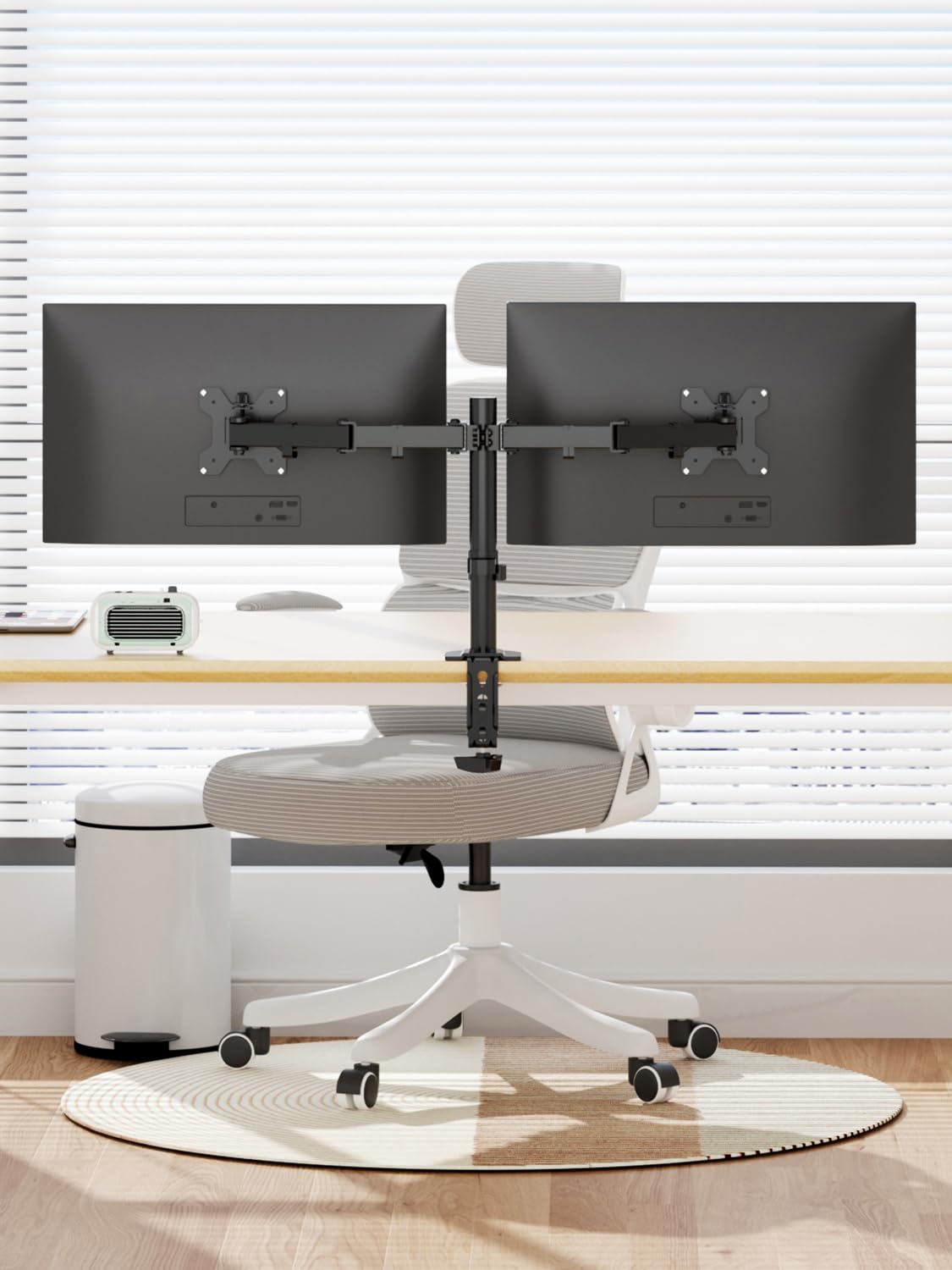 Suptek Supporto per 2 Schermi da Scrivania, Braccio per Doppio Monitor da Tavolo per Due Monitor LCD TV LED da 13-27 Pollici, Dual Supporti per Monitor Schermo per Computer PC Staffa