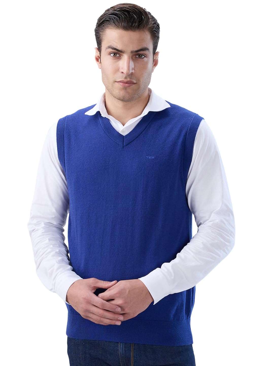 colorplus Men Regular Fit Solid Pattern Merino Wool Acrylic Blend Sleeveless V Neck Casual Sweater-picture-45