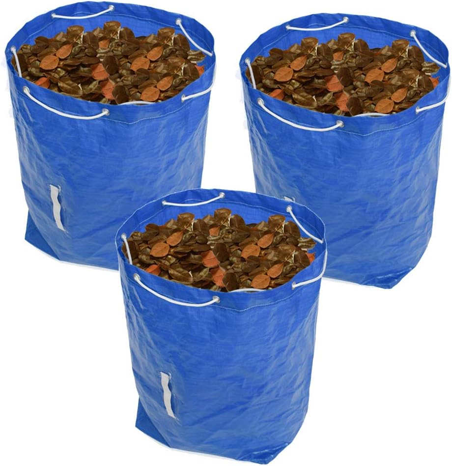 ZZX Extra Large Capacity Garden Waste Bags, Durable Waterproof PE Rubbish Bags Reusable Refuse Sacks with Handles Gardening Containers for Lawn and Yard Waste,2pcs