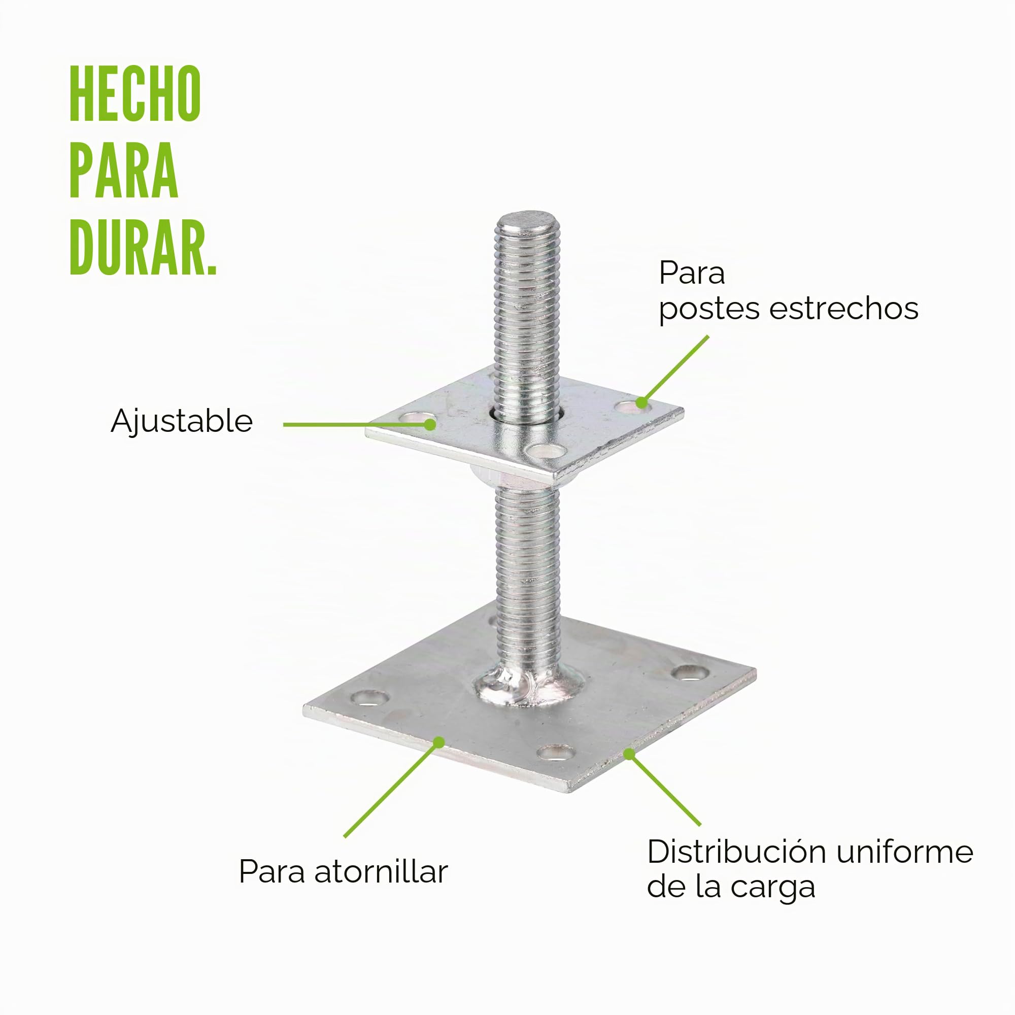 GAH-ALBERTS 218102 i POST POST SOPORTE DE AJUSTABILIDAD AJUSTABLE, 30 mm a 150 mm, Amarillo-galvanizado, tornillo de 70 mm x 70 mm