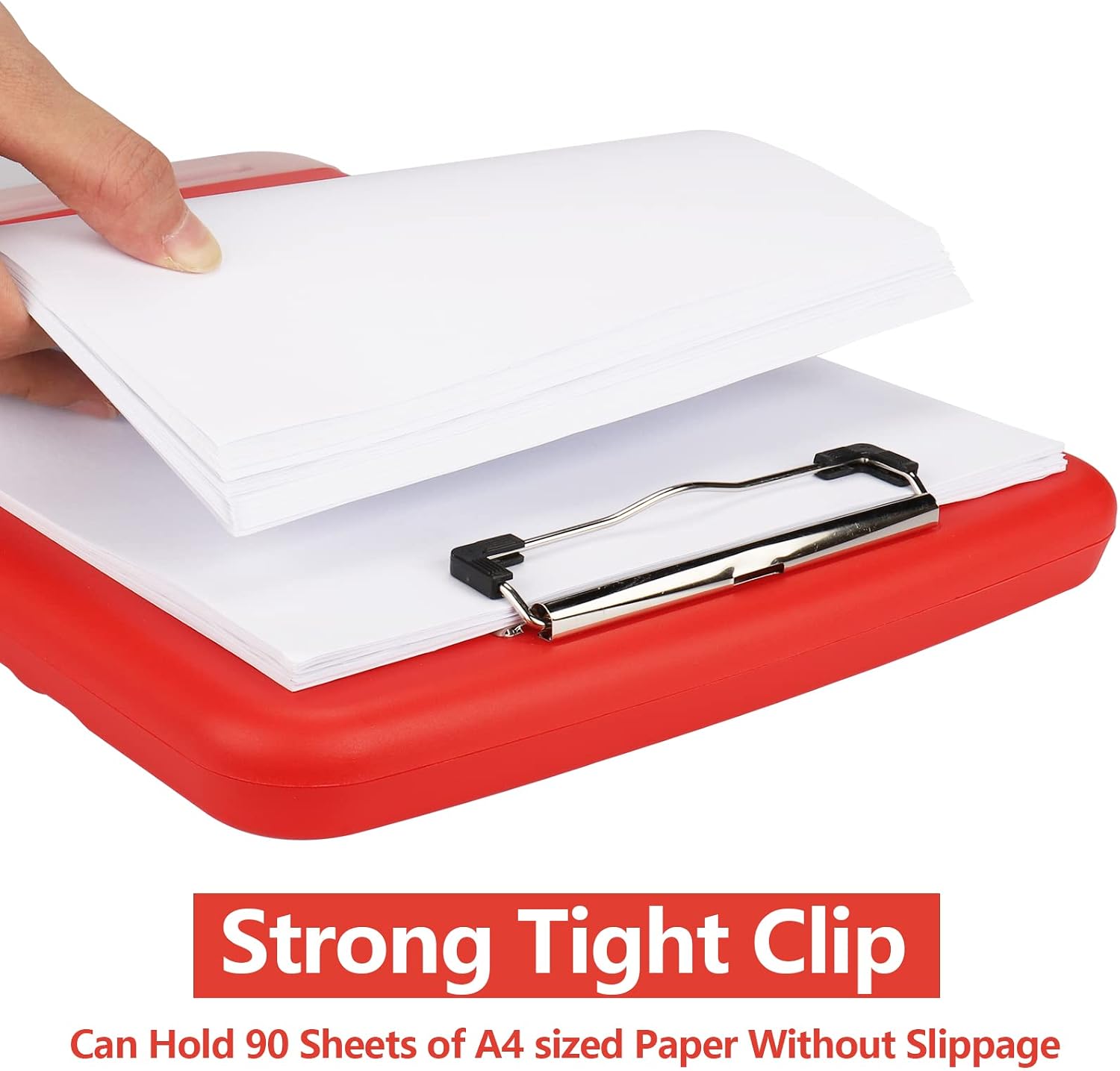 Clipboard with Storage, A4 Binder Nursing Clipboards with Pen Holder, Heavy Duty Storage Clipboards with Low Profile Clip, Clipboard Folder Side-Opening, Smooth Writing Clip Board (Red) image 3