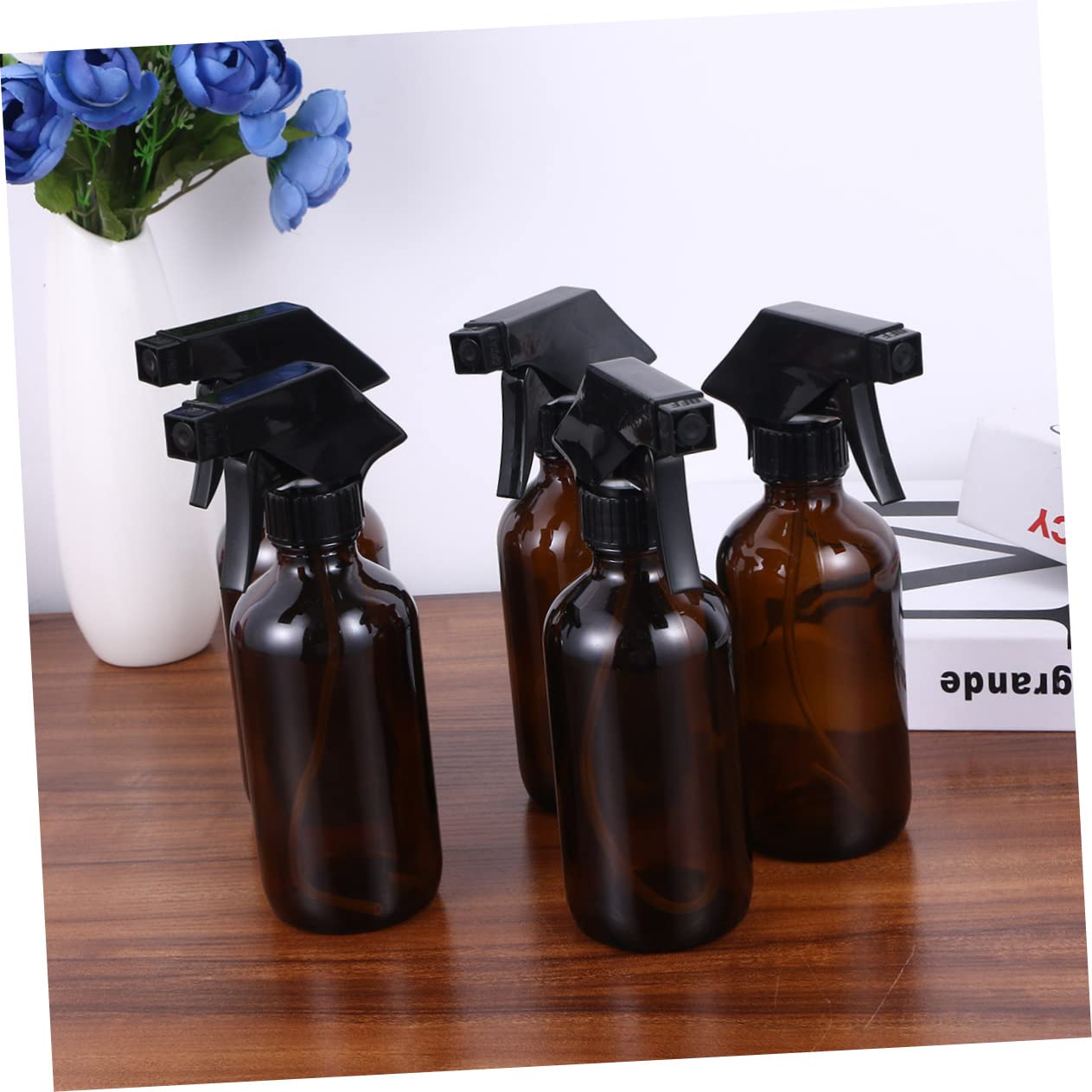 FRCOLOR Bottiglia Spray in Vetro Marrone 250ml, 4 Pezzi, Riutilizzabile | Pp, Contenitori per Liquidi, Uso per Prodotti di Pulizia, Formato Compatto