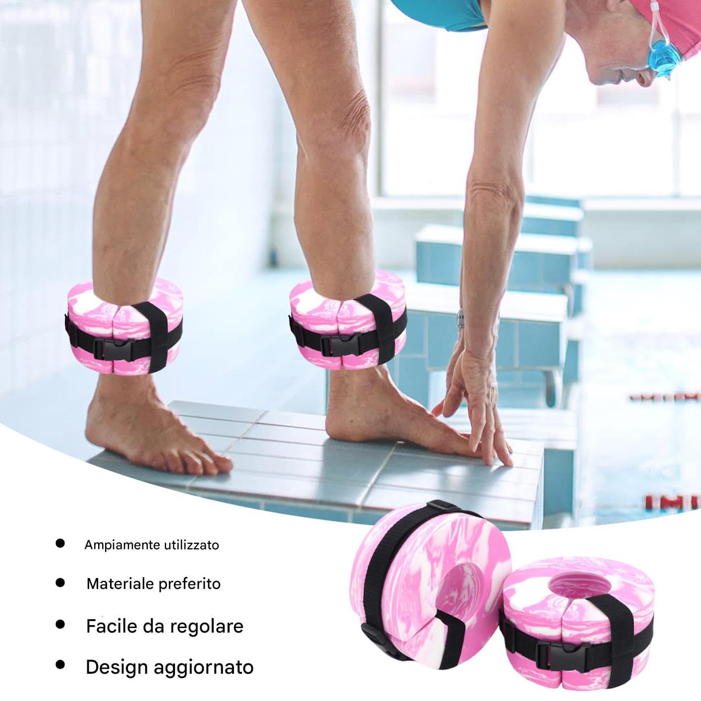 Anello Galleggiante per Acquagym - Attrezzo Fitness Nuoto Regolabile | Regolabili Portatili per Caviglie Braccia e Vita Adatti Ad Atleti Appassionati Adulti
