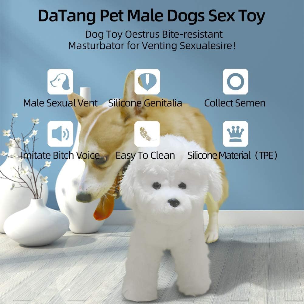 Haustierpartner Spielzeug, Hunde interaktive Plüsch -Quietschspielzeug, männliches Hund Östrusspielzeug Langlebige Füllung Hundespielzeug, Paarungsspielzeug für männliche Hunde Angst White 18cm/7.1in