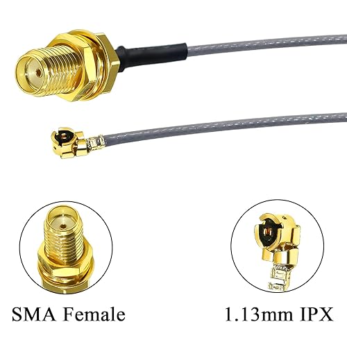 Miniatura 3 de TUOLNK IPX a SMA Cable SMA hembra a IPEX UFL hembra RF WiFi Pigtail Cable gris para tarjeta de red 0.044 in Cable coaxial coaxial de baja pérdida 6