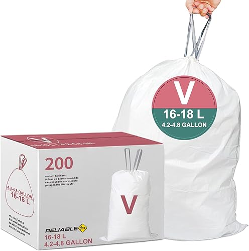 Miniatura 10 de Code Q - 200 bolsas de basura resistentes con cordón reforzado para 13-17 galones40-65 litros, compatibles con Reliable1st con Code Q, forros de