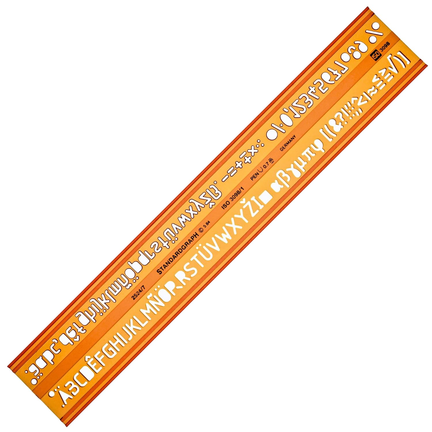 7mm Schriftschablone - Normschriftschablone 7mm - Schriftschablone Technisches Zeichnen - Schrift Schablone 7 mm - Isonorm Gerade Mittelschrift Schablone