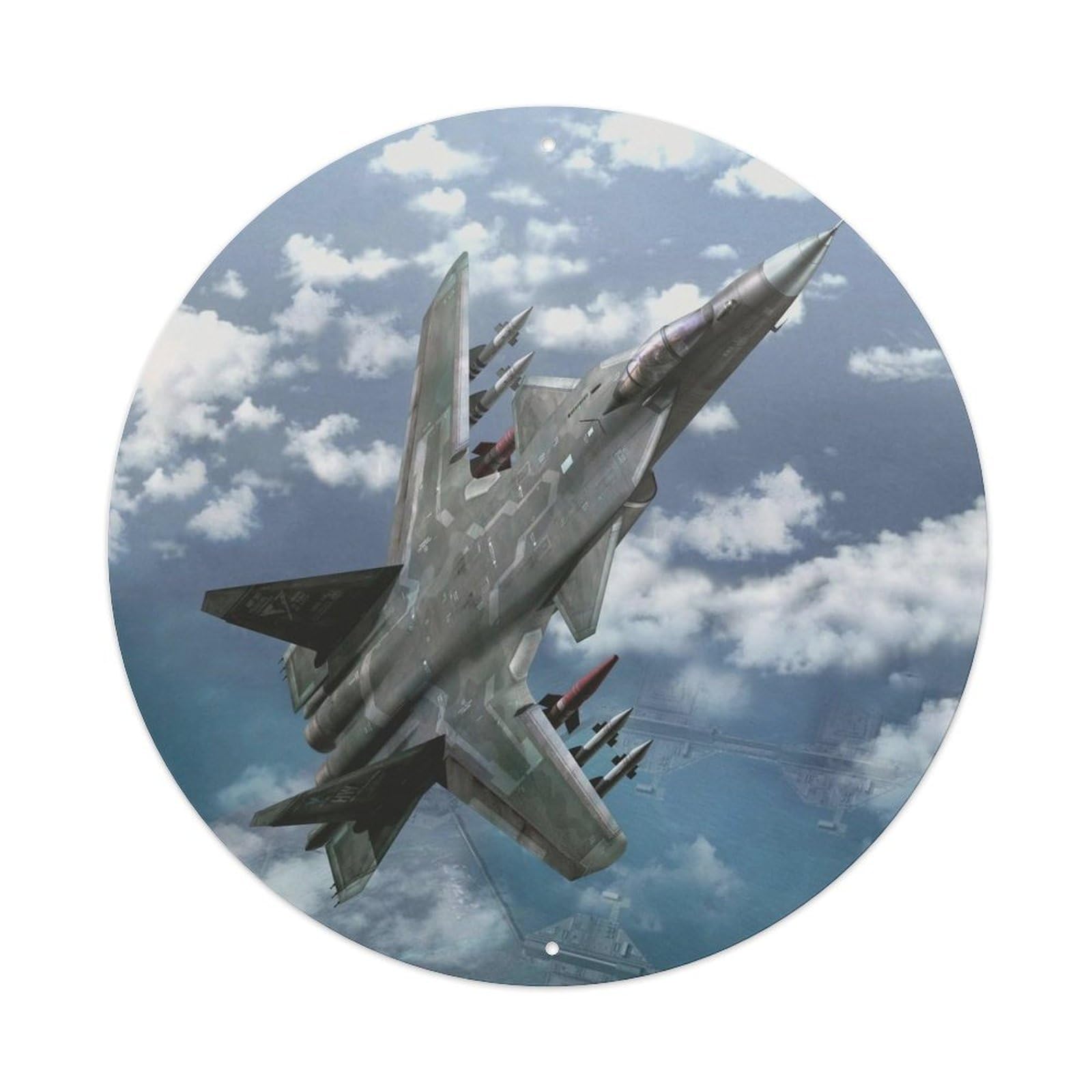 Olyhtr 8X8inch Classic Style Su-47 Fighter Jet Military Aviation Prototype Metal Tin Sign