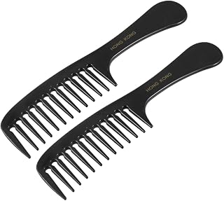 uxcell Hair Combs, Wide Tooth Comb for Curly Hair, 9 Inches Hair Care Products for Women Men, 2 Pcs Plastic Beard Comb Hair Styling Tool for DIY Hairstyle Pet, Long Hair, Black
