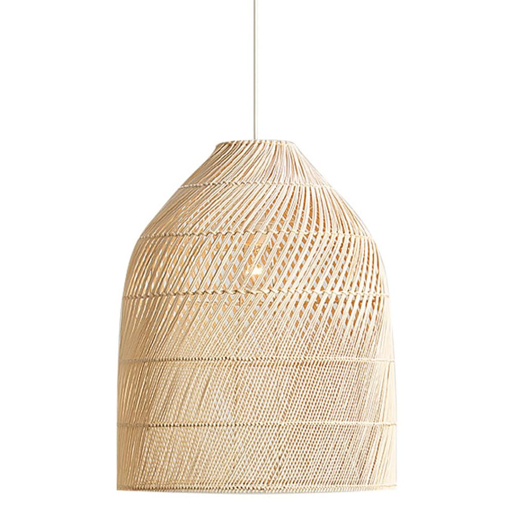 Lustre suspension en rotin blanc brossé design moderne et nordique