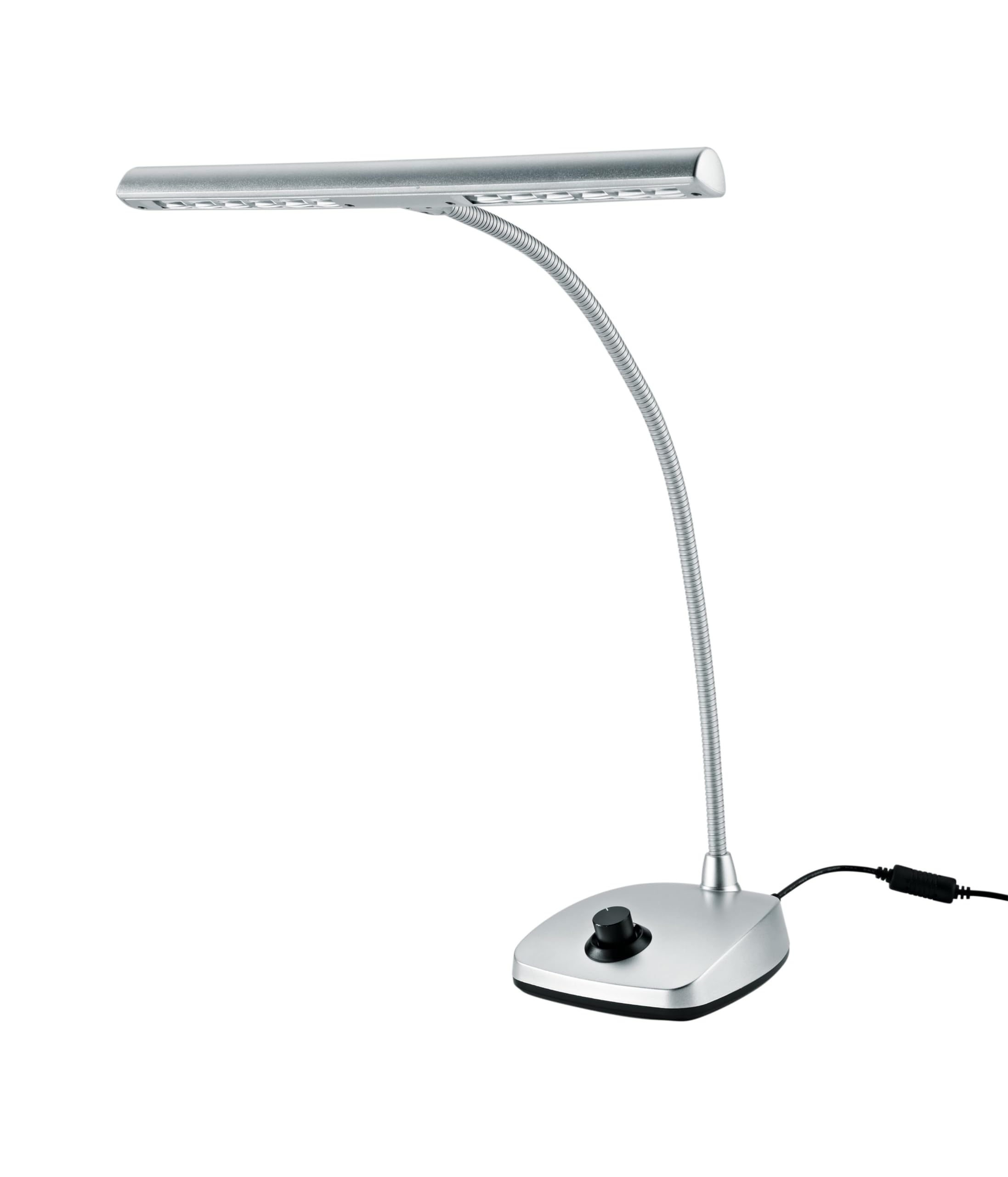 K&M 12298 LED-Pianoleuchte Silber - 30 cm Lampenschirm - 12 dimmbare LEDs - mit Schwanenhals, 2500 Lux Helligkeit