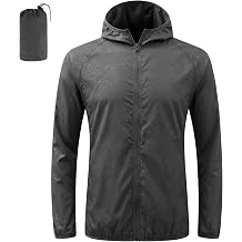 Mens Waterproof Jackets Lightweight Rain Jacket Packable Hooded Rain Coats Fast Dry Raincoat Windproof Shell Jacket Windproof Raincoat Solid Color Pullover Top for Travel Running Hiking Camping
