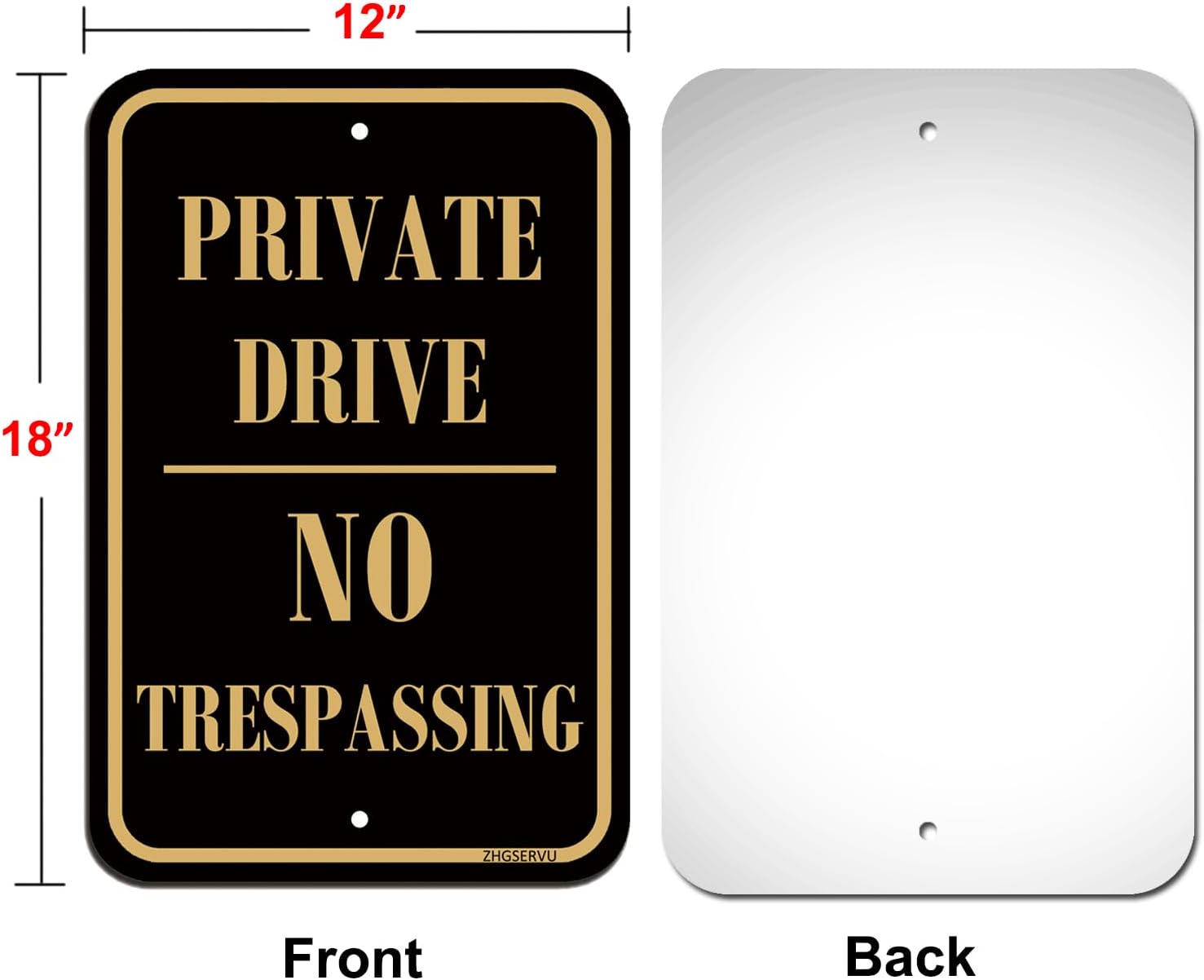 Private Drive No Trespassing Signs 2 Pack 12 x 18 Inches Private Driveway Sign Reflective Private Road Warning Signs Metal Sturdy Rust Aluminum