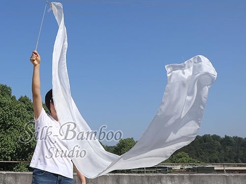 Miniatura 6 de Winged Sirenny 1 cinta de seda fluida pintada a mano de 98 pulgadas con varillas, alabanza litúrgica de la iglesia, adoración de adoración y danza
