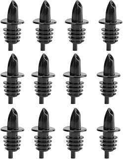 12 Pcs Wine Pourer with collar, Free Flow Black Plastic Liquor Bottle Pourer Spouts for Pouring Olive Oil, Wine, Sauce Vinegar, 12 Pieces per package