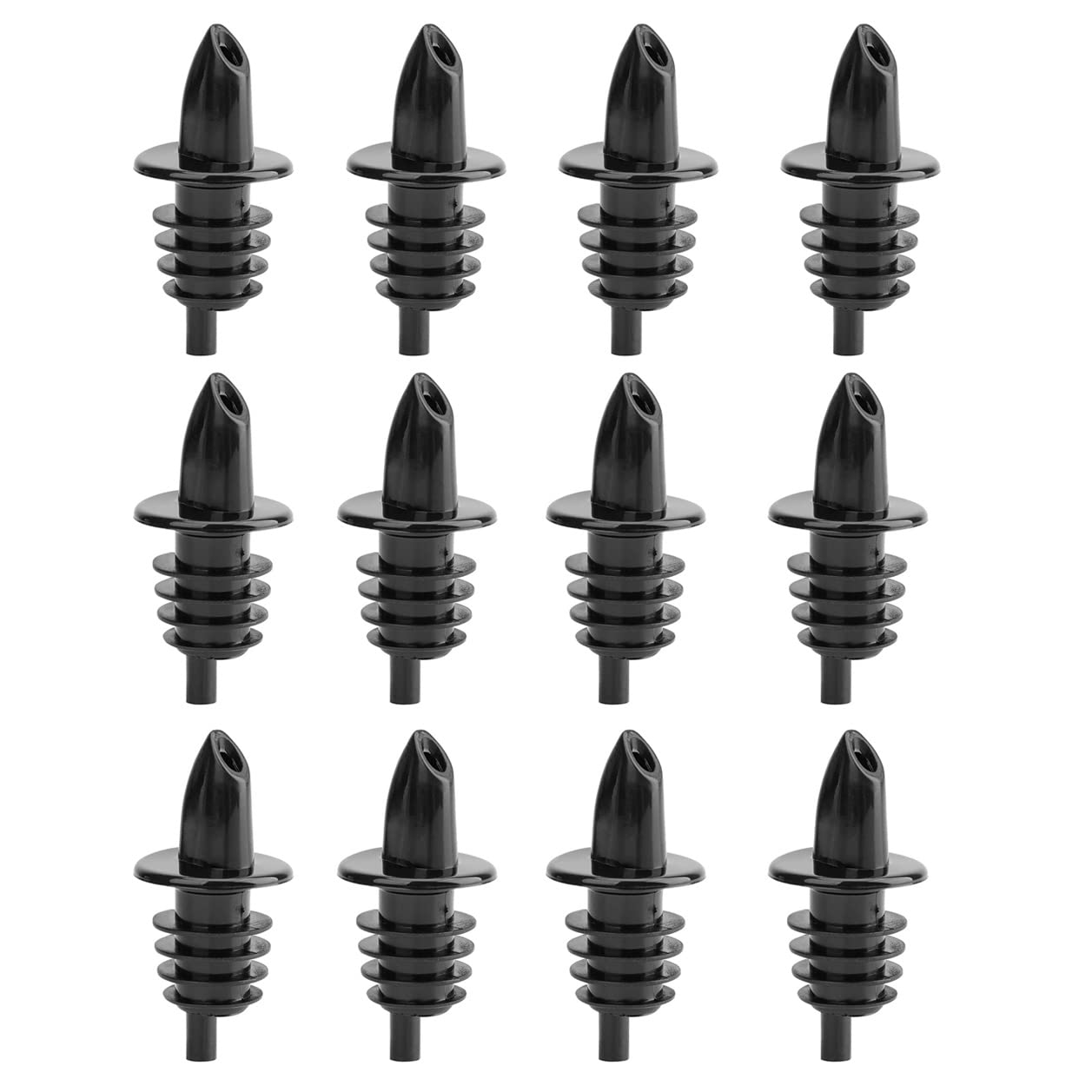 12 Pcs Wine Pourer with collar, Free Flow Black Plastic Liquor Bottle Pourer Spouts for Pouring Olive Oil, Wine, Sauce Vinegar, 12 Pieces per package