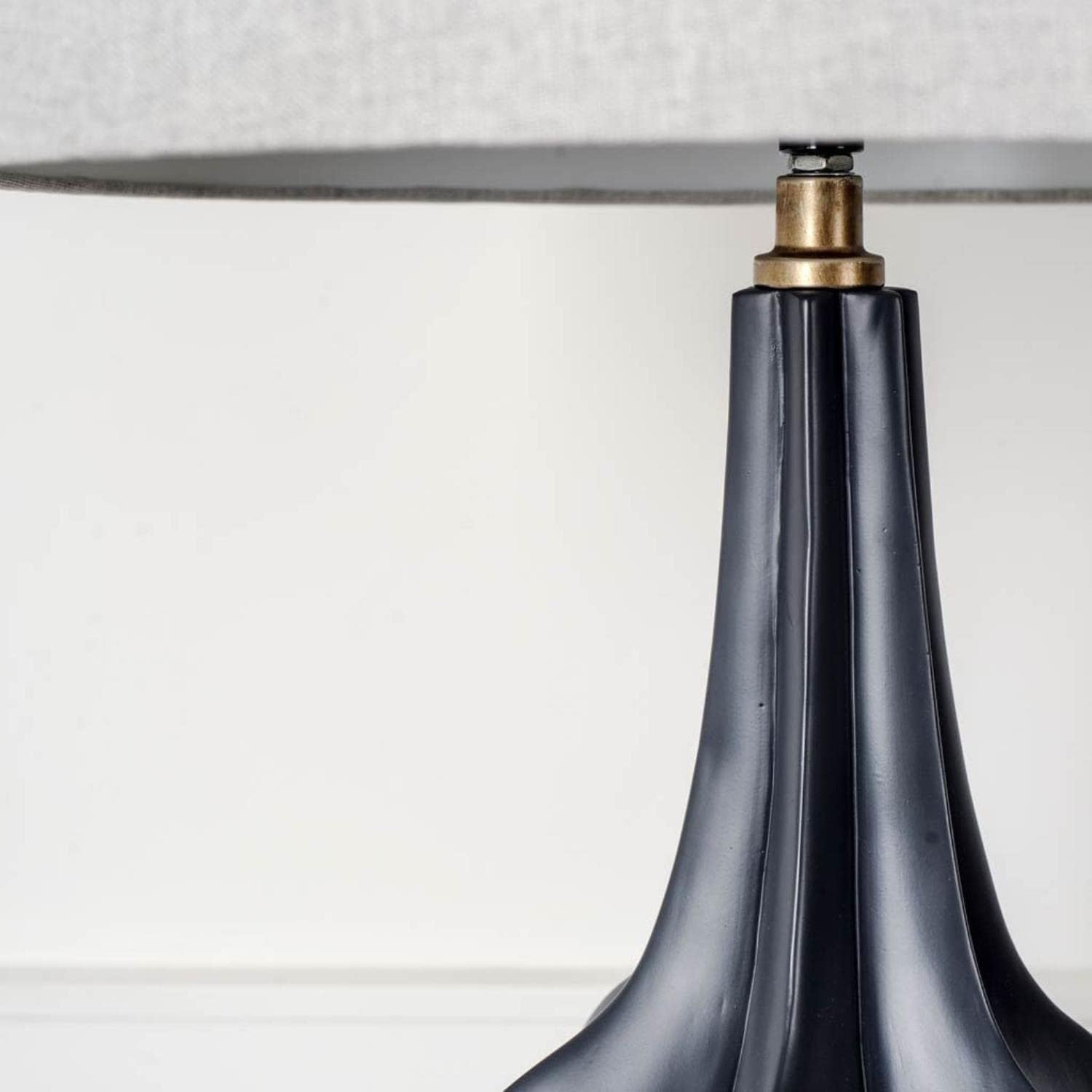 Pemberly Row Table Lamp, Gray-Blue Resin Base, Gray Fabric Shade, 3-Way Switch, 30 in Tall, Modern Sophisticated Design, Compact Desk or Table Light, Compatible with Standard E26 Bulbs