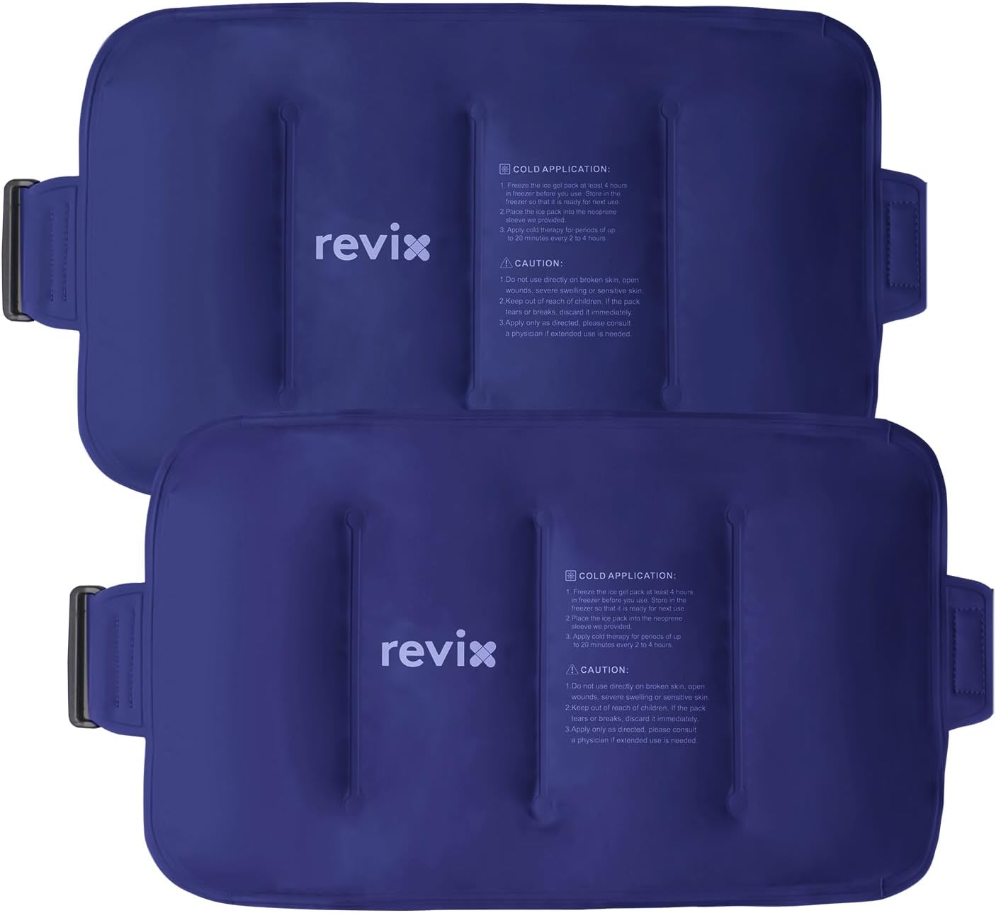 REVIX Reusable Ice Pack for Back Relief, Soft Plush Lining Gel Cold Packs for Lower Back, Shin, Knee, Hip, Arm, Flexible Cold Compress, 16 × 9 ", 2 Packs