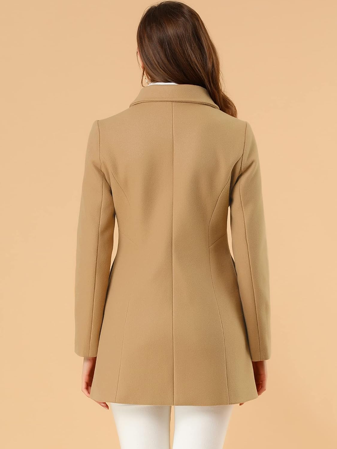 Allegra K Women's Peter Pan Collar Double Breasted Winter Long Trench Pea Coat - Image 5