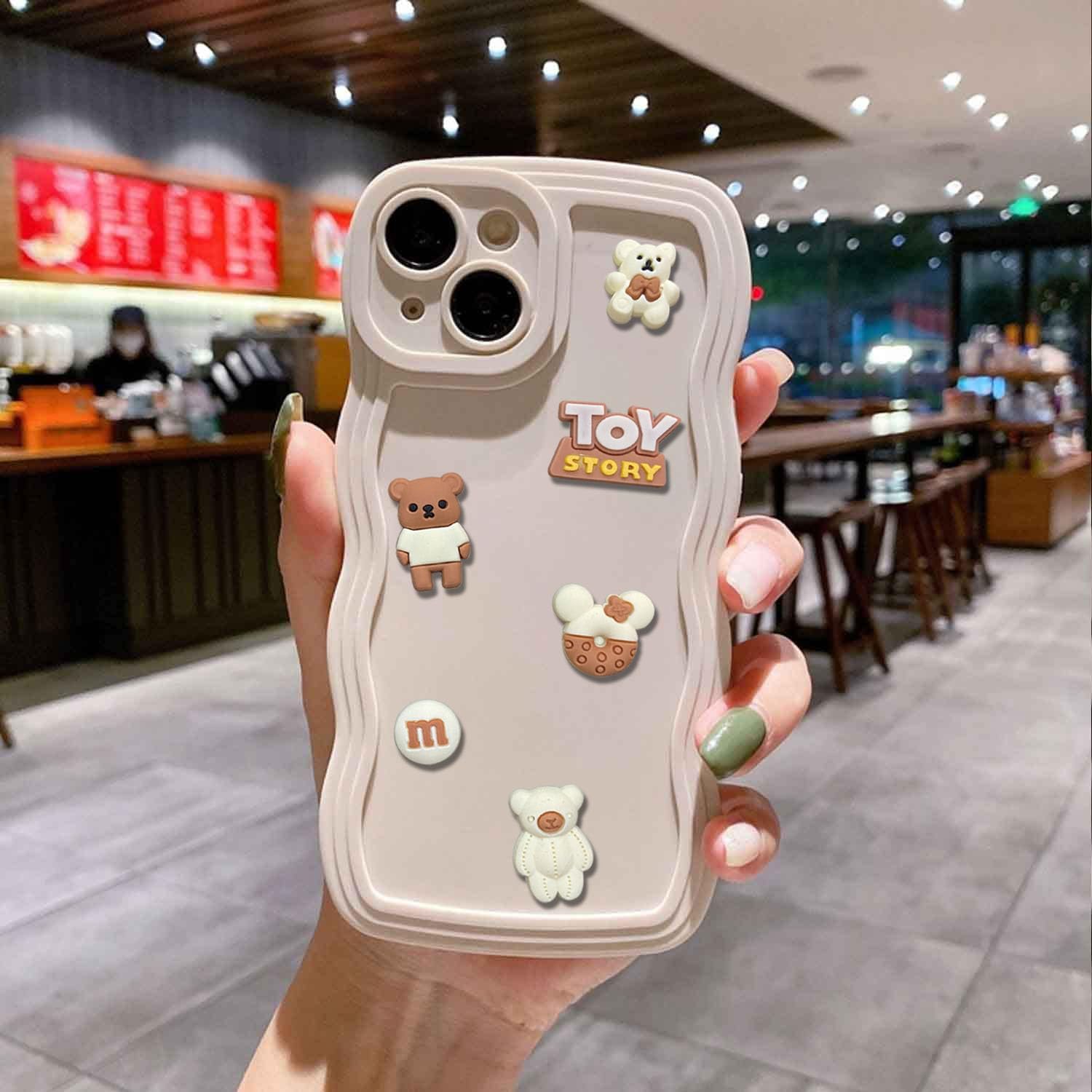 KC Back Cover for Apple iPhone 14 Plus, 3D Cute Curly Wave Cartoon Characters and Cherry Shockproof Soft Bumper Silicone Case with Camera Protection (White) (B0CB1HPC6D) Amazon Price History, Amazon Price Tracker