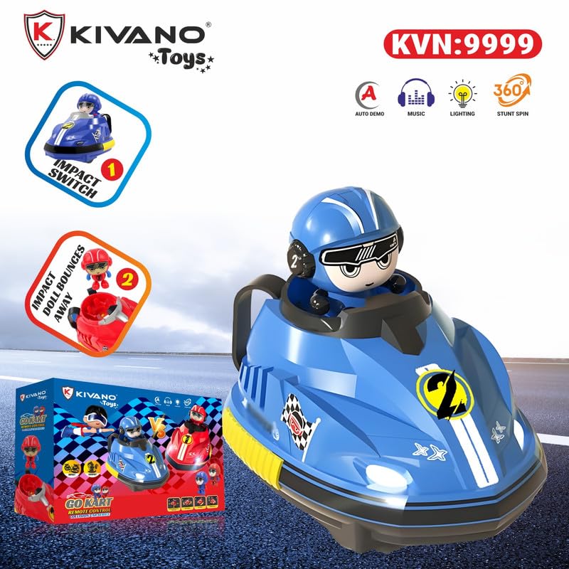 Image of Remote Control Cars for Kids - 2 Player RC Ejecting Bumper Cars (2-Pack) | Cartoon Vehicles with Lights & Music, Fast /Slow Speeds, USB Charging, Boys Toddler Toys, Christmas /Birthday Gift