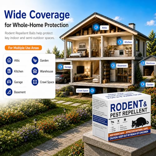Image of Mouse Repellent Balls 32 Pack, Peppermint Rodent Repellent for Mice and Rats, Natural Mouse Deterrent Indoor Outdoor, Long Lasting Pest Control for Home, Garage, Basement, Attic, Car